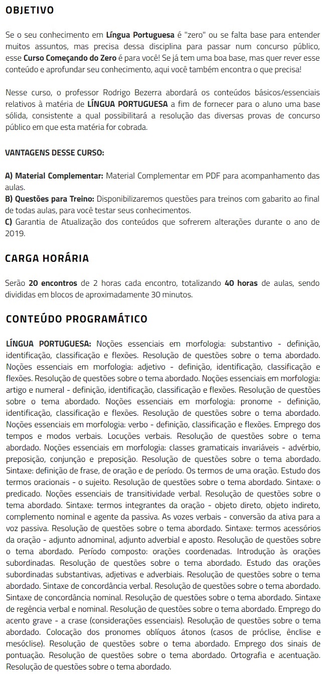 Língua Portuguesa (Português) - Começando do Zero (CERS 2019) 4
