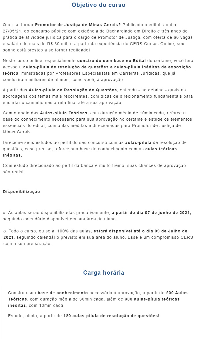 MP MG - PROMOTOR - Pós Edital (CERS 2021) - Ministério Público de Minas Gerais 4